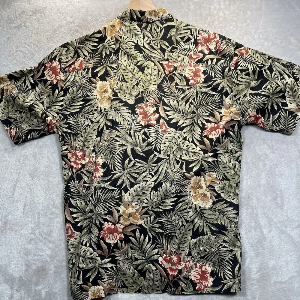 Tori Richards Honolulu Button Down Large Floral Hawaiin Cotton Lawn USA Vintage